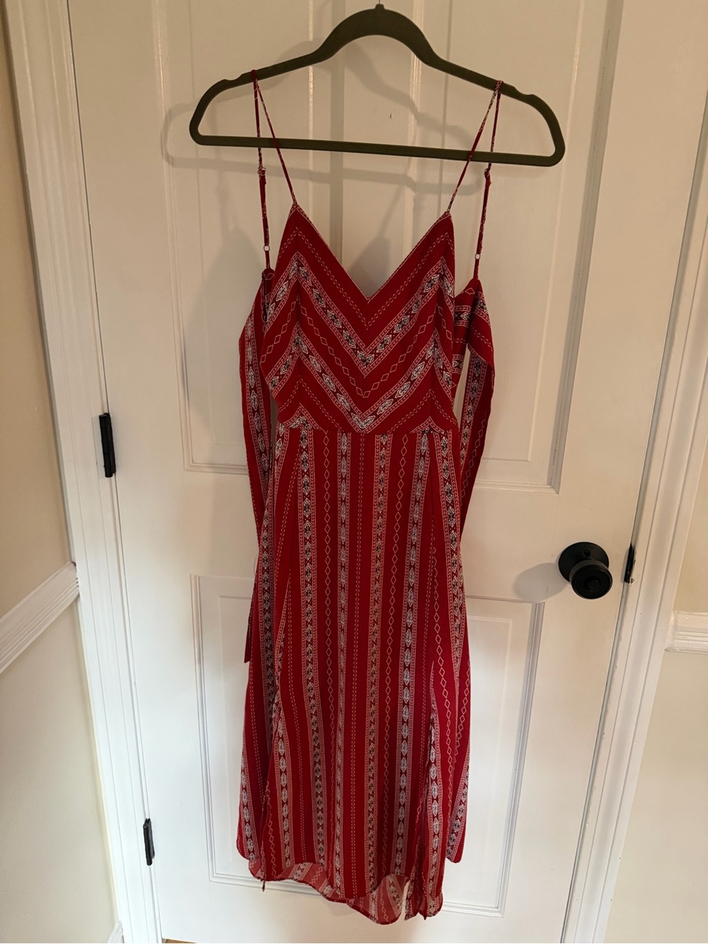 Lulu's Red Striped V-Neck Midi Dress